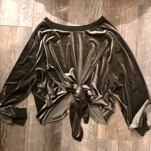 NUDE off shoulder green sweater